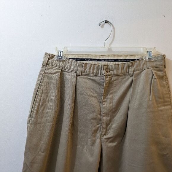 Polo Ralph Lauren Chino Pants Khaki Pleated Front Mens 34 x 30 - Picture 5 of 10